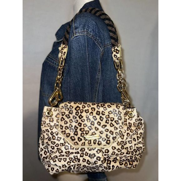 LA GIOE DI TOSCANA Purse Animal Print Pony Hair Leather Suede Flap Shoulder Bag - Picture 7 of 11